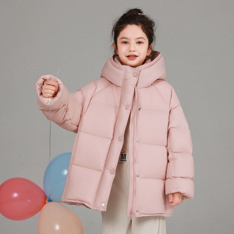 女童羽绒服中长款2025新款洋气女孩冬季中大童加厚保暖连帽外套潮