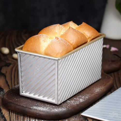 三能长方形铝合金不沾金色吐司盒