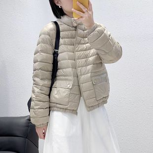25年新款排骨款女士羽绒服轻薄款小个子立领90绒短款鸭绒外套灰色