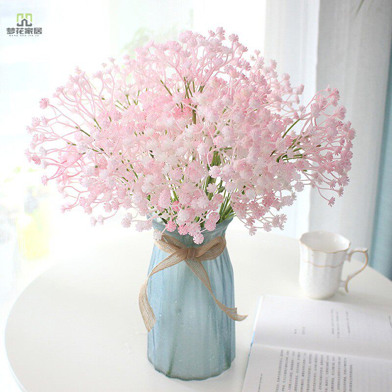 ins家居满天星仿真假花束客厅插花摆设盆栽玻璃摆件餐桌装饰花艺