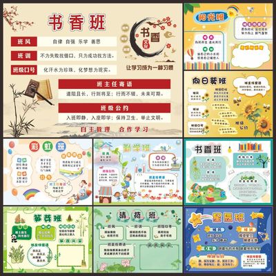 新款班级名片墙贴教室文化布置