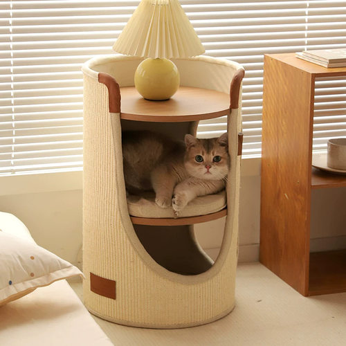 Hoopet猫窝猫爬架小户型不占地罗马假日四季双层剑麻桶家用猫抓桶