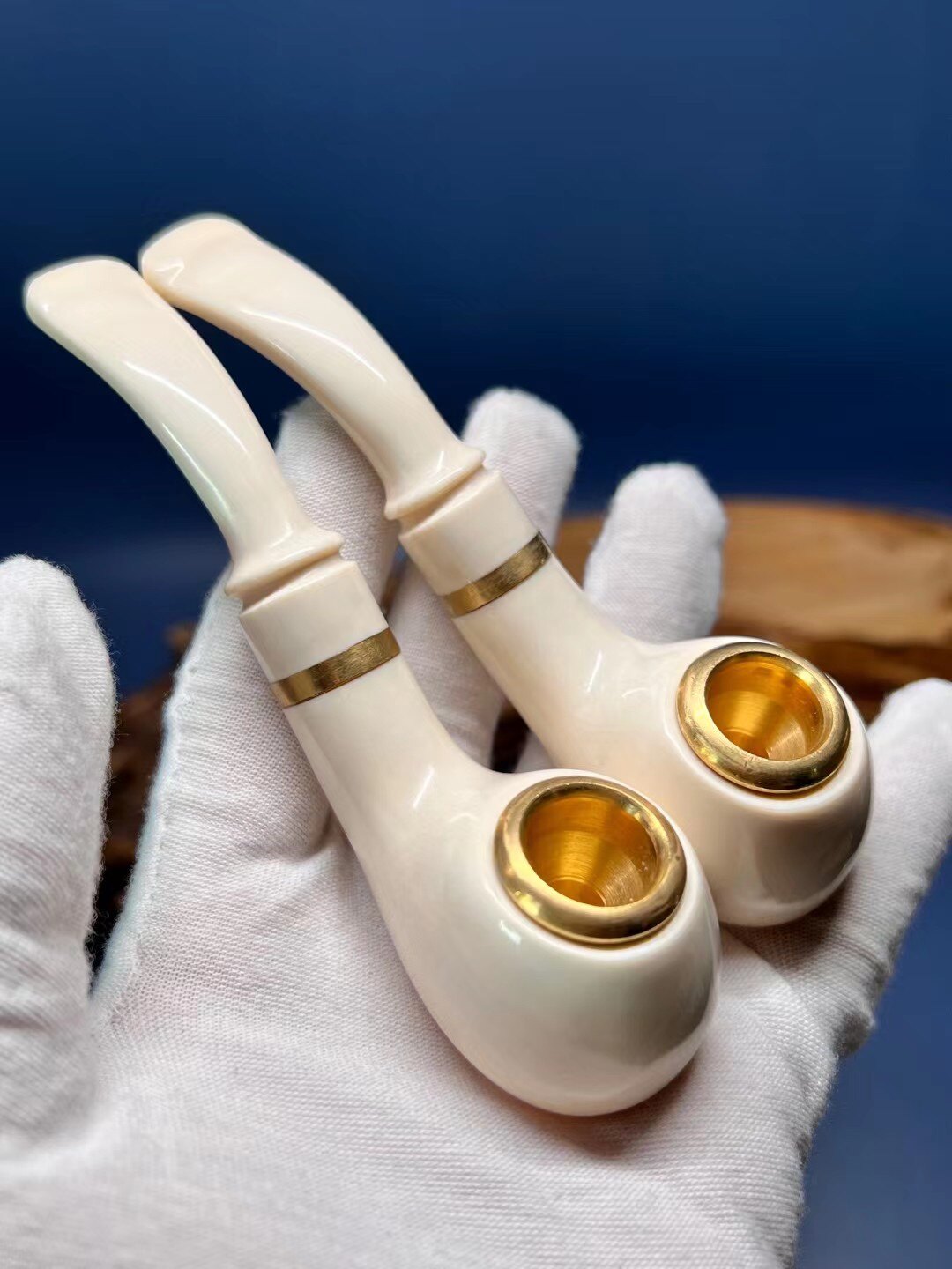 猛犸象牙5a级满纹男士老式复古弯式烟斗精品冰料过滤烟嘴烟袋送礼