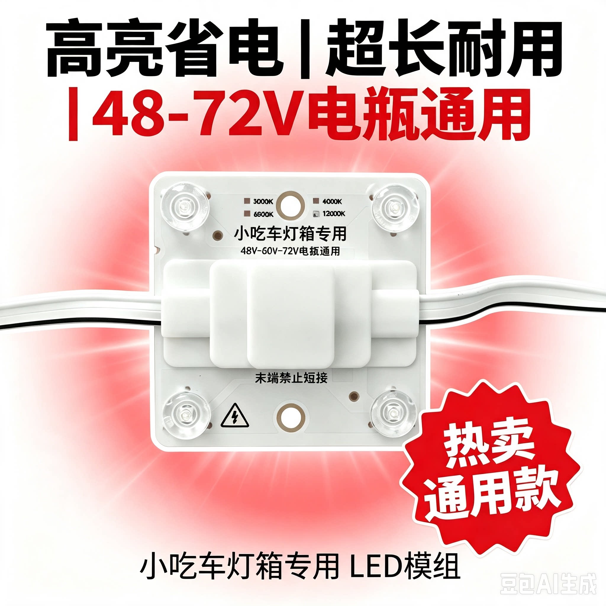 48V60V72V小吃车电瓶专用LED模组灯条卡布软膜灯箱广告户外防水灯