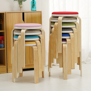凳子时尚创意餐桌凳家用圆凳板凳高凳成人小椅子客厅加厚实木登子