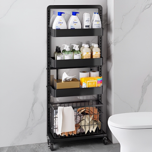 浴室夹缝置物架卫生间小推车窄款缝隙洗衣机旁放洗衣液用品收纳架