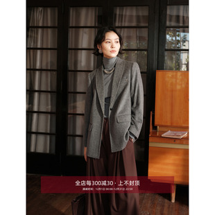 显瘦灰西装 山羊绒羊毛人字纹极简通勤H版 外套 智识系列 芝美日禾