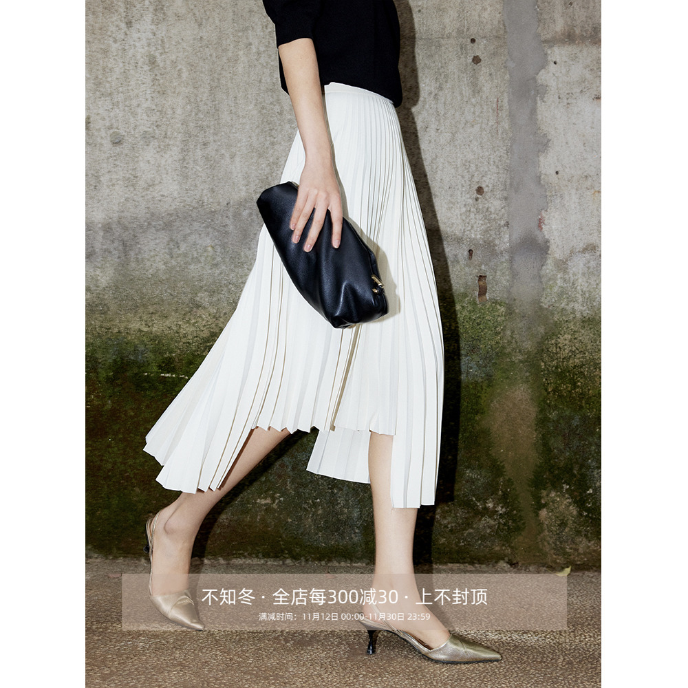 立体感不规则百褶半身裙小众温柔