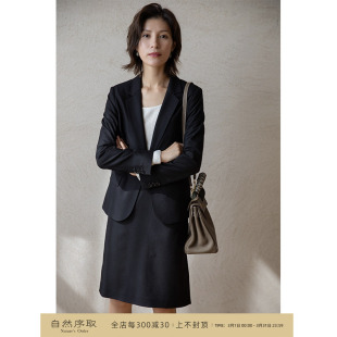 经典 半身裙小个子通勤正装 黑色职业套装 裤 羊毛西装 芝美日禾
