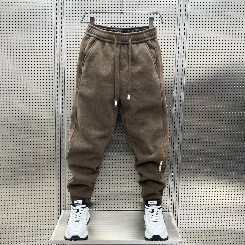 秋冬季新款加绒修身休闲卫裤男士灯芯绒字母哈伦裤潮牌运动长裤男,男装,卫裤,淘宝优惠券,粉丝福利购,淘宝优惠卷