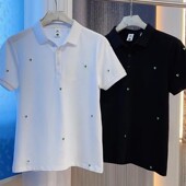 款 polo衫 有领男修身 潮流潮牌双色小爱心刺绣气质百搭短袖 半袖 夏季