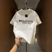 美式 纯棉短袖 潮牌个性 夏季 字母印花T恤痞帅休闲圆领百搭上衣 男士