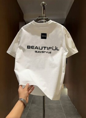 纯棉短袖男士夏季潮牌个性美式字母印花T恤痞帅休闲圆领百搭上衣