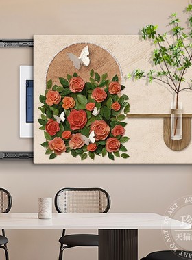 2025新款北欧水培绿植电表箱装饰画 画配电箱总电源电闸开 关砂岩