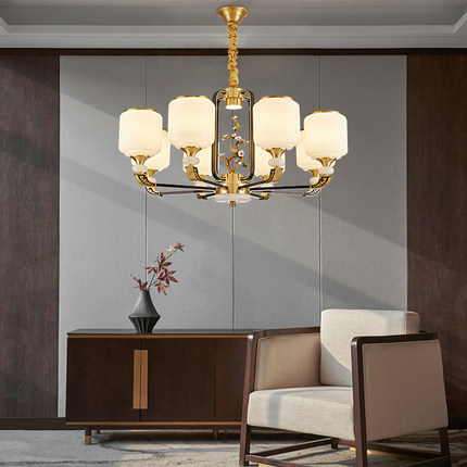 众寻灯饰家装新中式全铜吊灯现代简约大气客厅卧室餐厅复古楼灯具