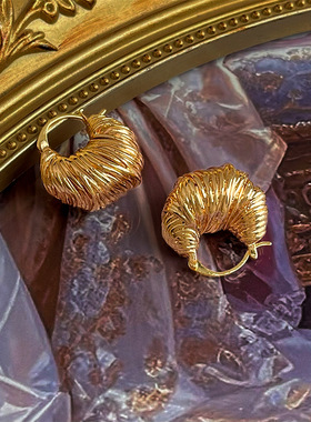 中古牛角包老钱风轻奢耳钉气质耳饰小众设计高级感耳圈复古耳环