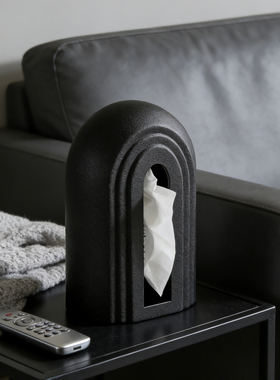 简约黑白几何纸巾盒摆件