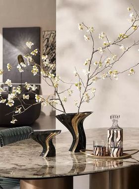 轻奢现代简约梅花仿真花瓶摆件