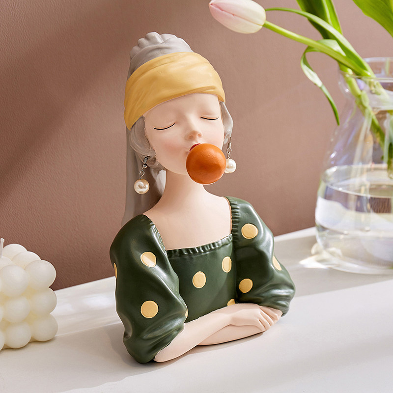北欧女孩吹泡泡创意摆件现代轻奢酒柜创意家居客厅网红装饰工艺品
