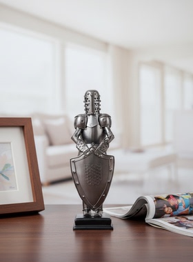 创意中世纪骑士盔甲金属装饰摆件