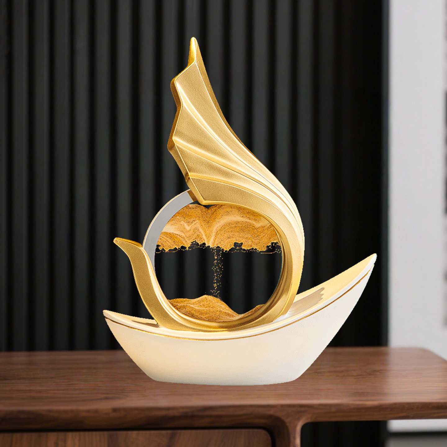 一帆风顺帆船流沙画开业摆件轻奢高档客厅酒柜电视柜办公室装饰品