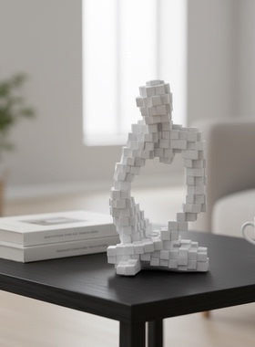 现代简约白色几何立体装饰摆件