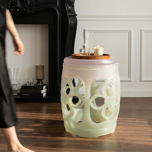 【东方韵味】客厅小边几沙发旁茶几可移动高级感凉凳鼓凳装饰摆件