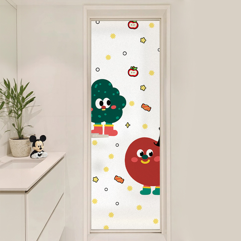 卡通防窥磨砂玻璃膜浴室卫生间