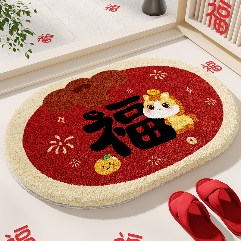 仿羊绒卡通吸水浴室地垫马年加厚