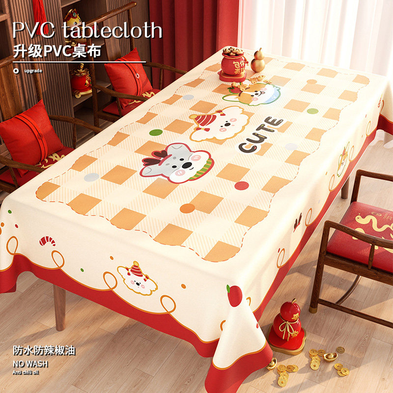 卡通可爱桌布防水防油餐桌布新年装饰布置桌垫客厅餐厅茶几台布,居家布艺,桌布,淘宝优惠券,粉丝福利购,淘宝优惠卷