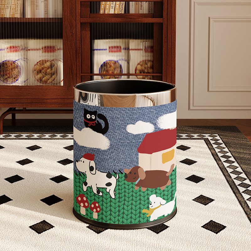 中古风高颜值皮革垃圾桶