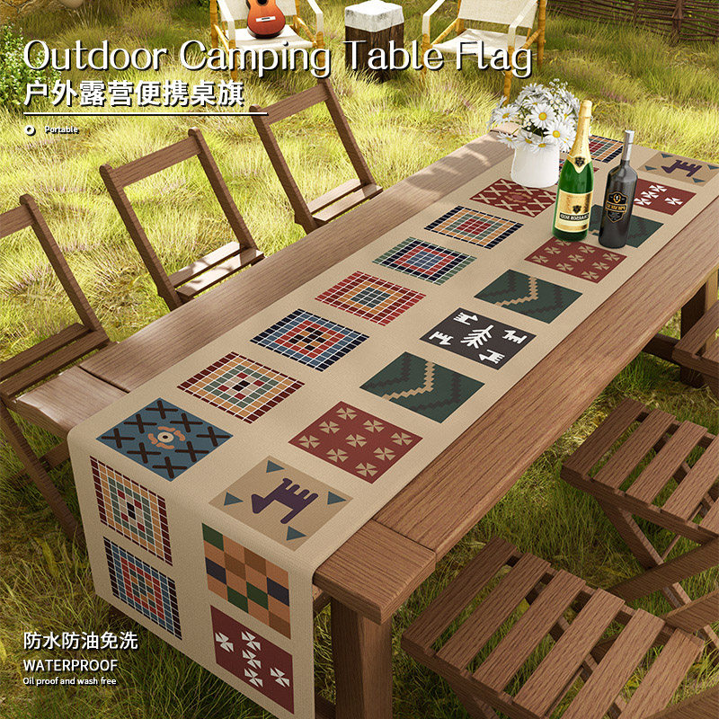 复古波西米亚桌旗防水露营桌布