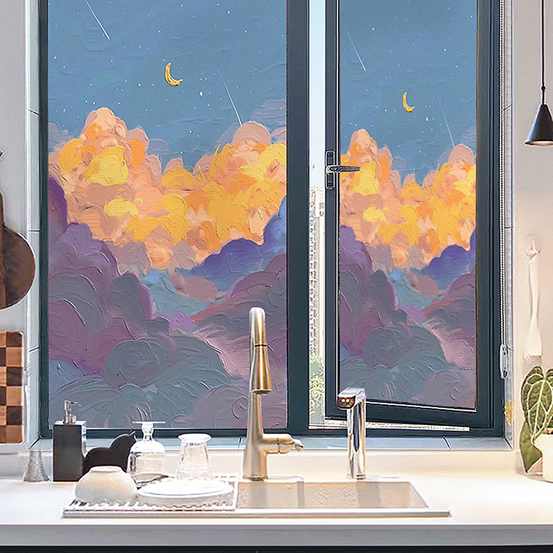 静电免胶透光厕所玻璃贴