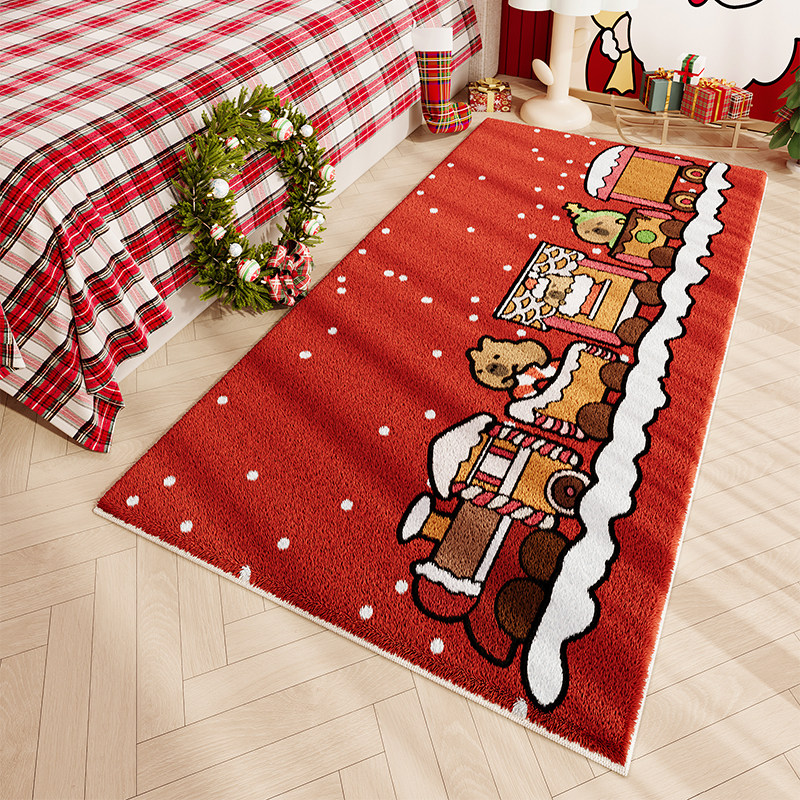 圣诞节毛绒加厚保暖床边地毯装饰布置长方形隔凉地毯卧室房间地垫,居家布艺,地毯,淘宝优惠券,粉丝福利购,淘宝优惠卷