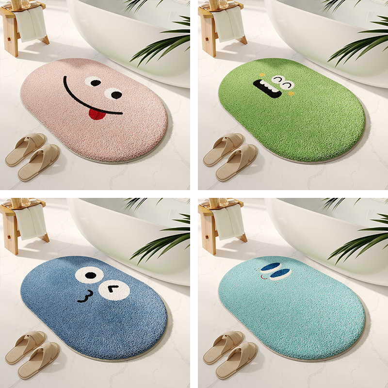 卡通搞怪浴室地垫长毛绒吸水垫防滑速干卫生间脚垫厕所门垫入户门,居家布艺,家用脚垫,淘宝优惠券,粉丝福利购,淘宝优惠卷