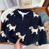 儿童翻领毛线衣 洋气中小童卡通柔软针织衫 男童毛衣POLO衫 2025新款