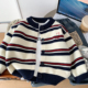 小男孩洋气卡通上衣 条纹针织开衫 男童毛衣外套2026新款 儿童春秋装