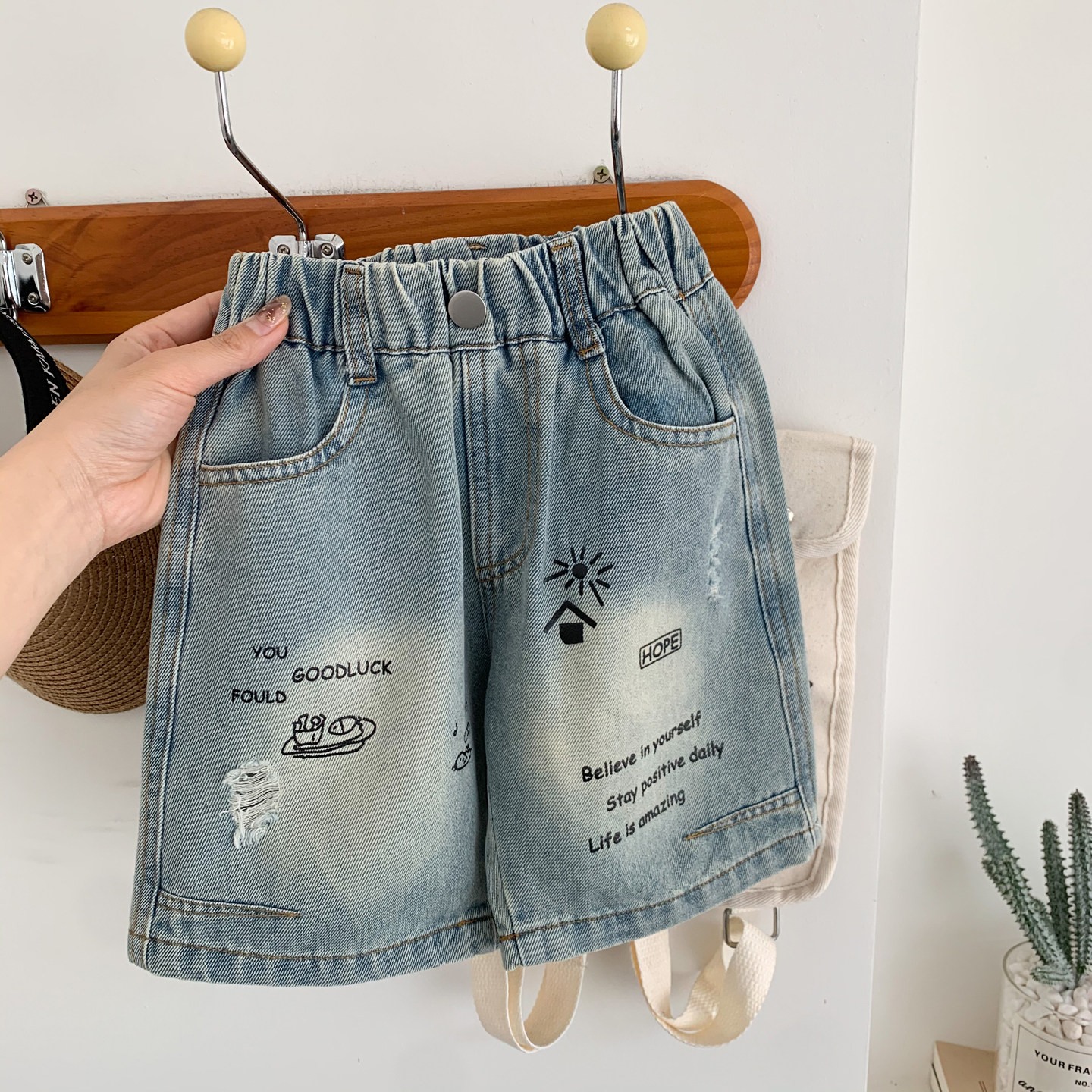 儿童破洞牛仔短裤2026新款韩版帅气男孩时尚五分裤男女童夏季中裤