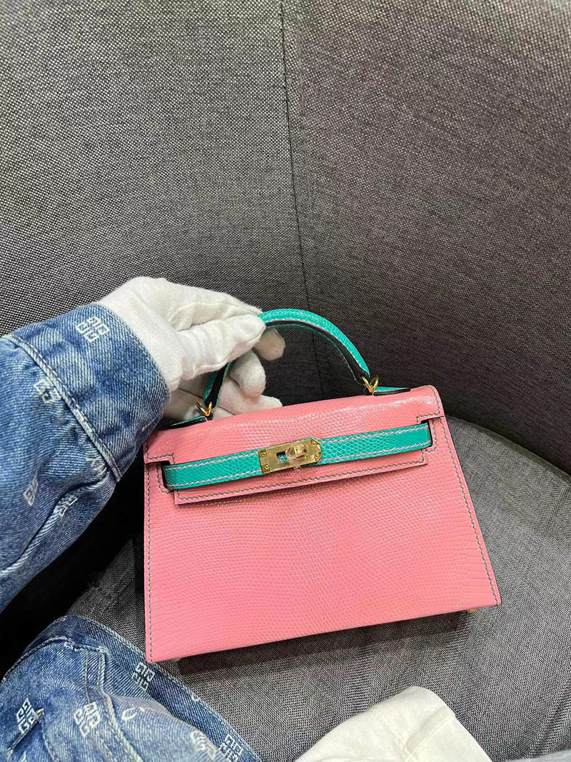 拼色进口蜥蜴皮mini凯莉二代19CM全手工缝制金银扣女士小单肩包,箱包皮具/热销女包/男包,小方包,淘宝优惠券,粉丝福利购,淘宝优惠卷