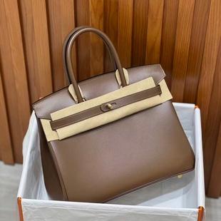 BOX皮普皮铂金包30CM女士手提包纯手工女包板粟色高端私人定制