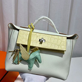 evercolor皮拼尼罗雾面鳄鱼皮冰川灰mini2424女士手提包纯手工包