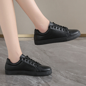 女款 久站不累脚工作鞋 厨房防滑软底女式 全黑色运动鞋 餐饮专用女鞋