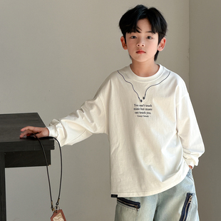 痞帅打底上衣男孩春装 男童长袖 中大儿童装 2026新款 卫衣T t恤春秋款