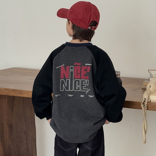 男童加绒卫衣秋冬款2025新款大儿童装冬季一体绒加厚打底上衣冬装