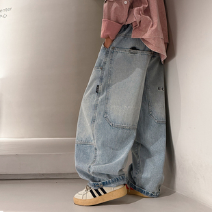 男童牛仔裤春秋款2026新款大儿童装痞帅宽松休闲直筒裤子男孩春装