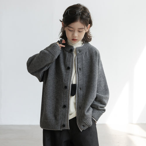 男童开衫毛衣秋冬款2025新款中大儿童冬季加厚针织外套男孩冬装潮