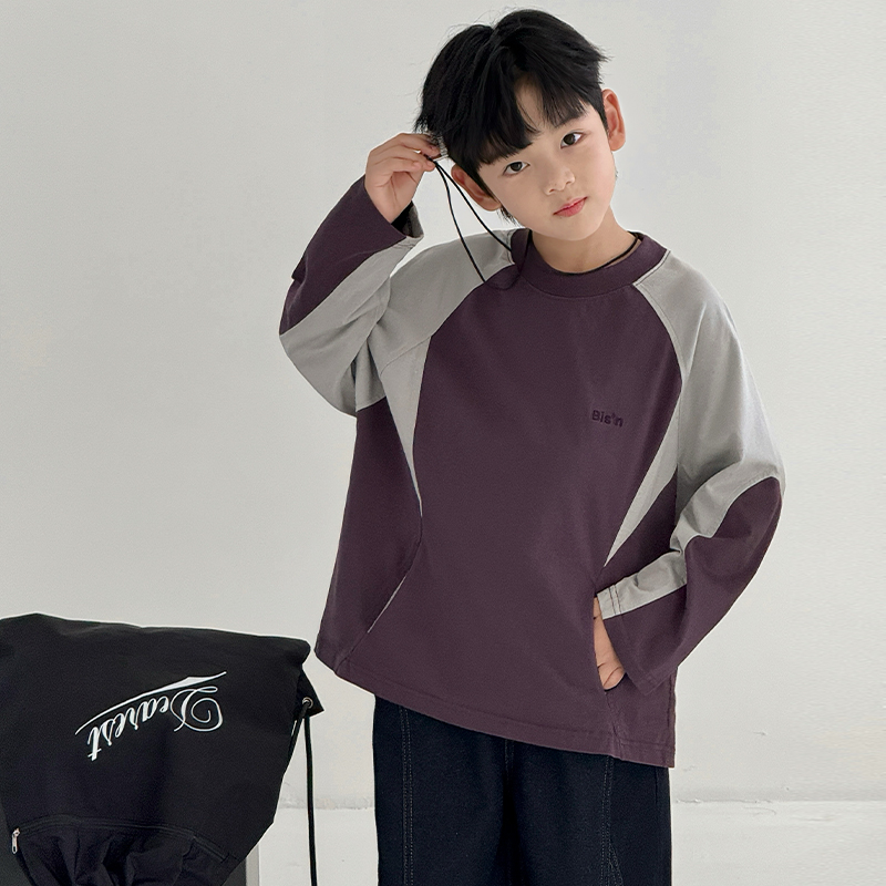 男童长袖T恤春秋款2025新款儿童秋装打底衫大男孩秋季薄款卫衣潮