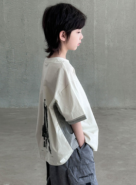 男童短袖白色T恤夏装2025新款儿童装夏季半袖潮t男孩夏款纯棉上衣