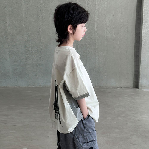 男童短袖白色T恤夏装2025新款