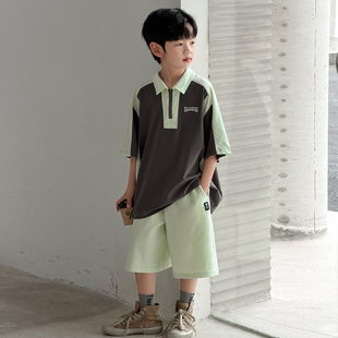 男童夏装套装2026新款中大儿童夏季薄POLO衫短袖衣服男孩夏款潮牌